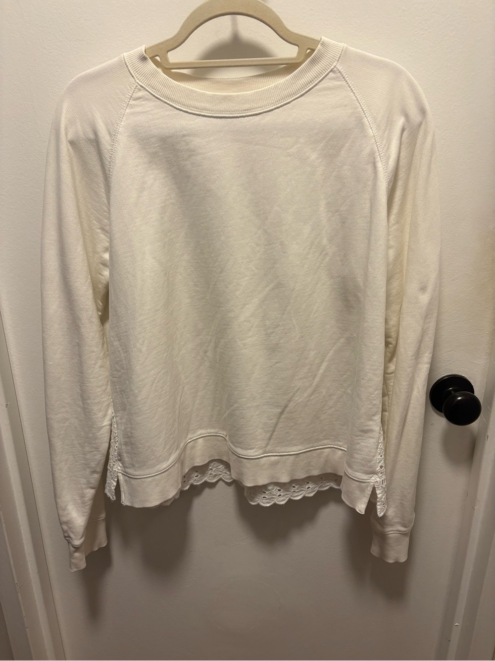J. Crew Ivory Crewneck Sweater with Lace back